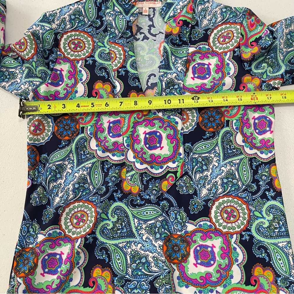 Jude Connally Ruthie Long Sleeve Split Neck Floral Paisley Tunic Top Small - Picture 7 of 11